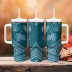 Cyan New Zealand Kawakawa Maori Ngaru Tumbler With Handle