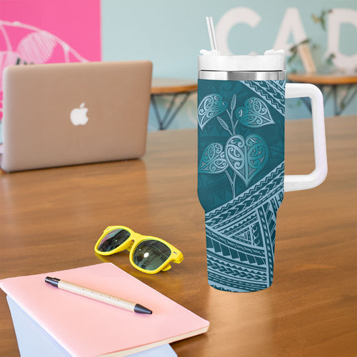Cyan New Zealand Kawakawa Maori Ngaru Tumbler With Handle