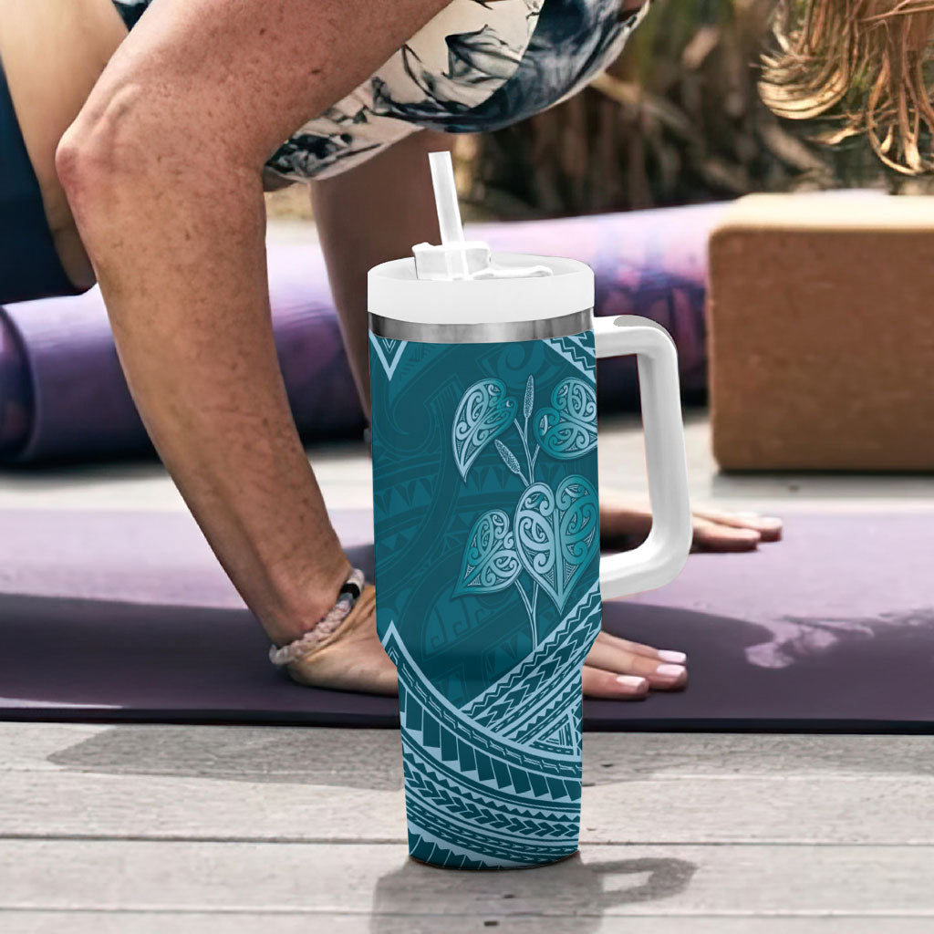 Cyan New Zealand Kawakawa Maori Ngaru Tumbler With Handle