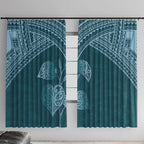Cyan New Zealand Kawakawa Maori Ngaru Window Curtain