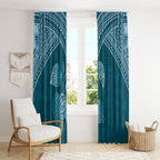 Cyan New Zealand Kawakawa Maori Ngaru Window Curtain