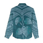 Cyan New Zealand Kawakawa Maori Ngaru Women Casual Shirt