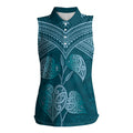 Cyan New Zealand Kawakawa Maori Ngaru Women Sleeveless Polo Shirt