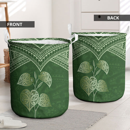 Green New Zealand Kawakawa Maori Ngaru Laundry Basket