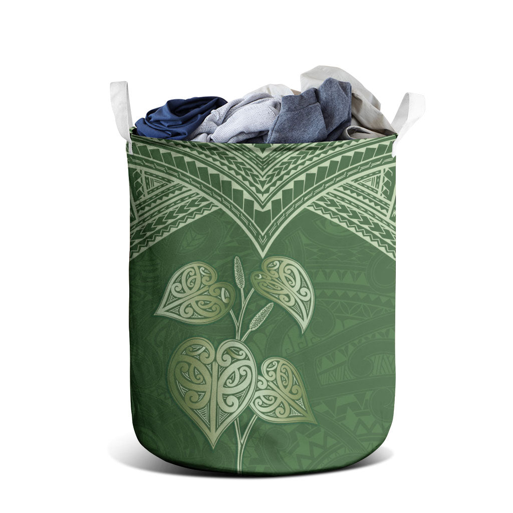 Green New Zealand Kawakawa Maori Ngaru Laundry Basket
