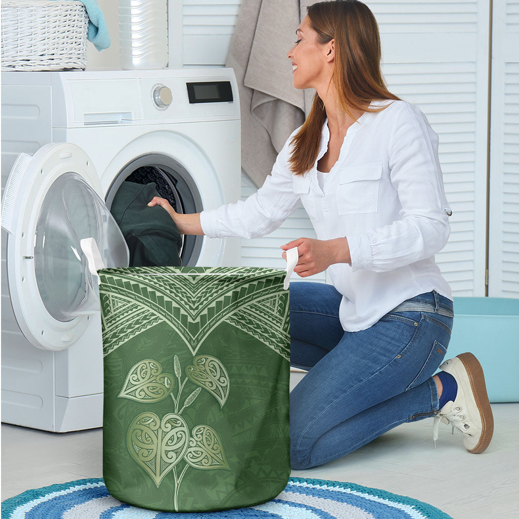 Green New Zealand Kawakawa Maori Ngaru Laundry Basket