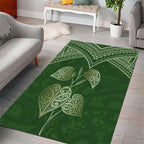 Green New Zealand Kawakawa Maori Ngaru Area Rug