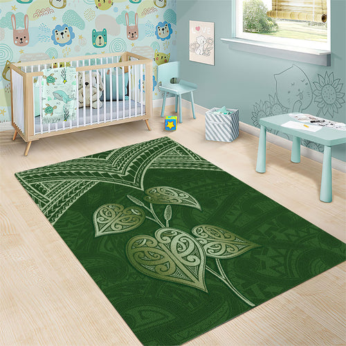 Green New Zealand Kawakawa Maori Ngaru Area Rug
