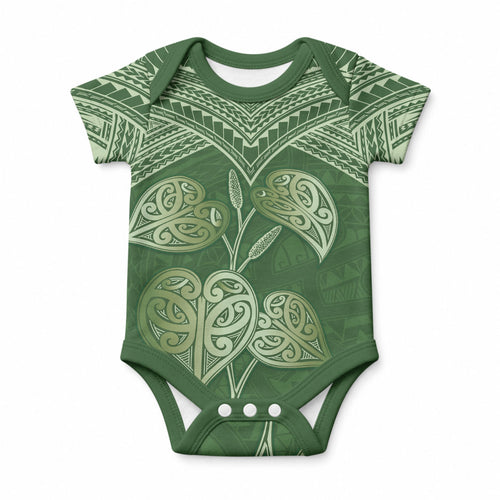 Green New Zealand Kawakawa Maori Ngaru Baby Onesie