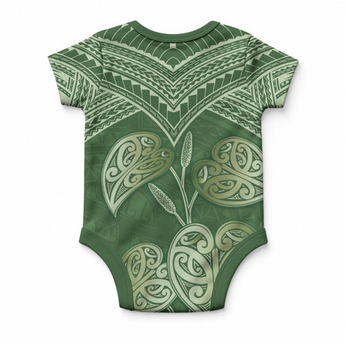 Green New Zealand Kawakawa Maori Ngaru Baby Onesie