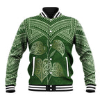 Green New Zealand Kawakawa Maori Ngaru Baseball Jacket