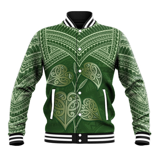 Green New Zealand Kawakawa Maori Ngaru Baseball Jacket