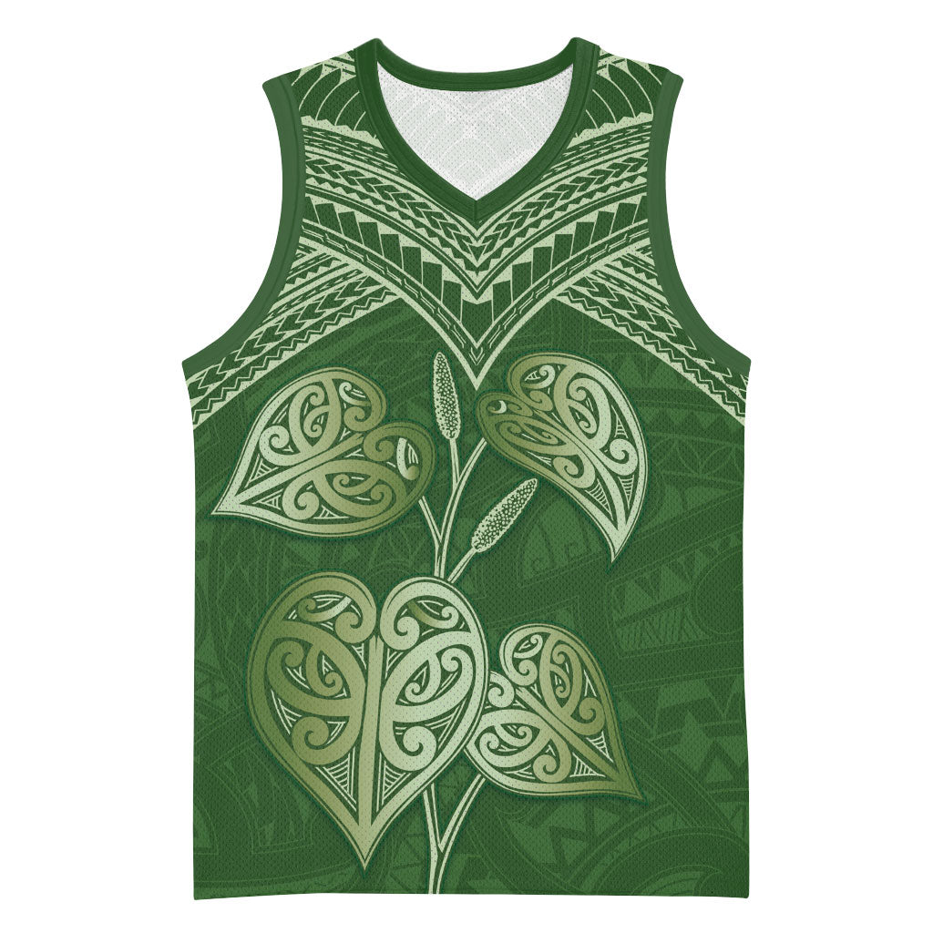 Green New Zealand Kawakawa Maori Ngaru Basketball Jersey