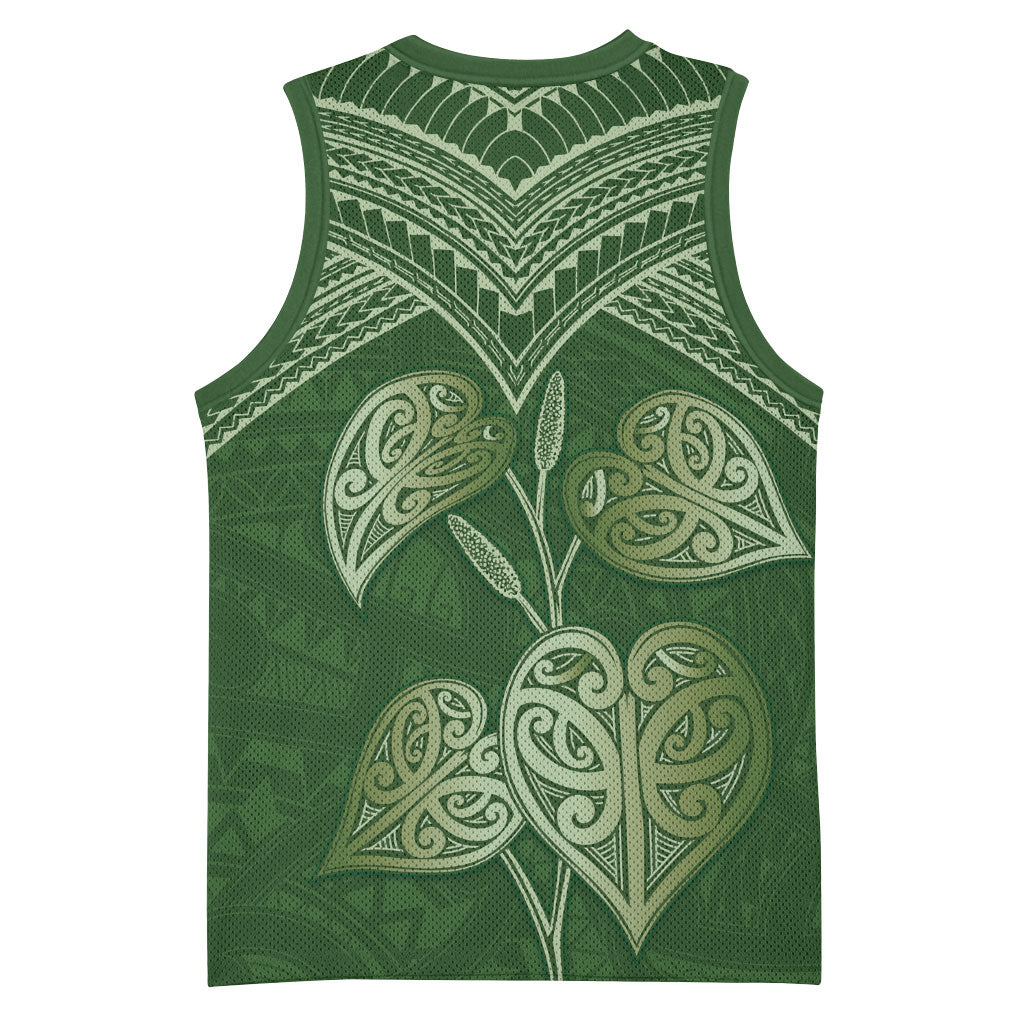 Green New Zealand Kawakawa Maori Ngaru Basketball Jersey