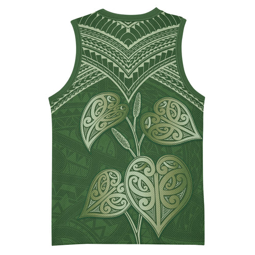 Green New Zealand Kawakawa Maori Ngaru Basketball Jersey