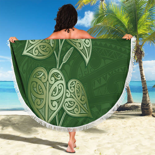 Green New Zealand Kawakawa Maori Ngaru Beach Blanket