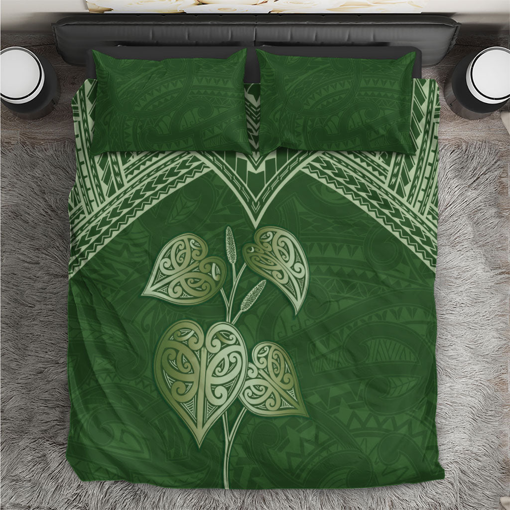 Green New Zealand Kawakawa Maori Ngaru Bedding Set