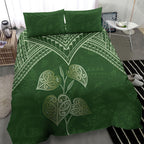 Green New Zealand Kawakawa Maori Ngaru Bedding Set