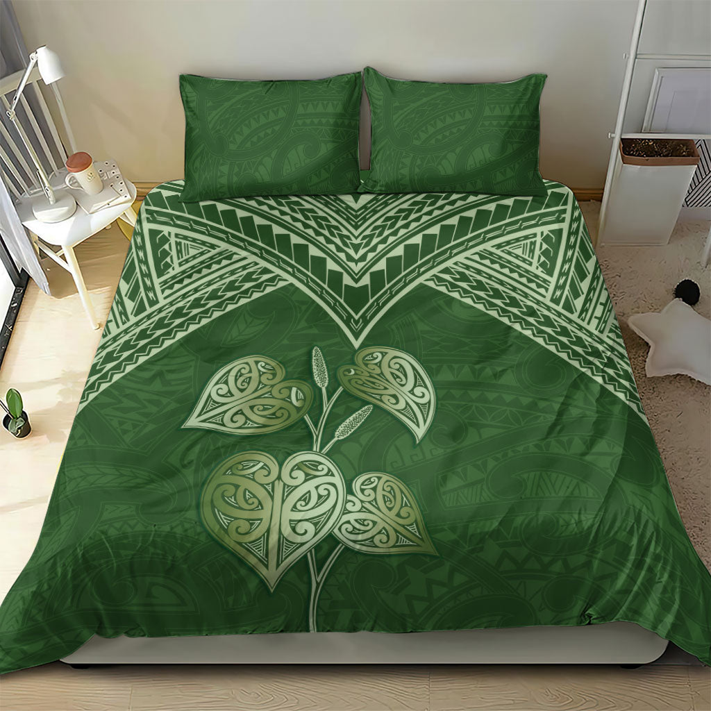 Green New Zealand Kawakawa Maori Ngaru Bedding Set