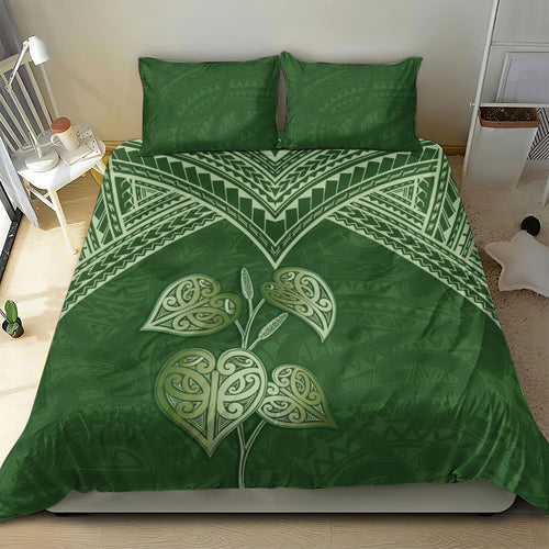 Green New Zealand Kawakawa Maori Ngaru Bedding Set