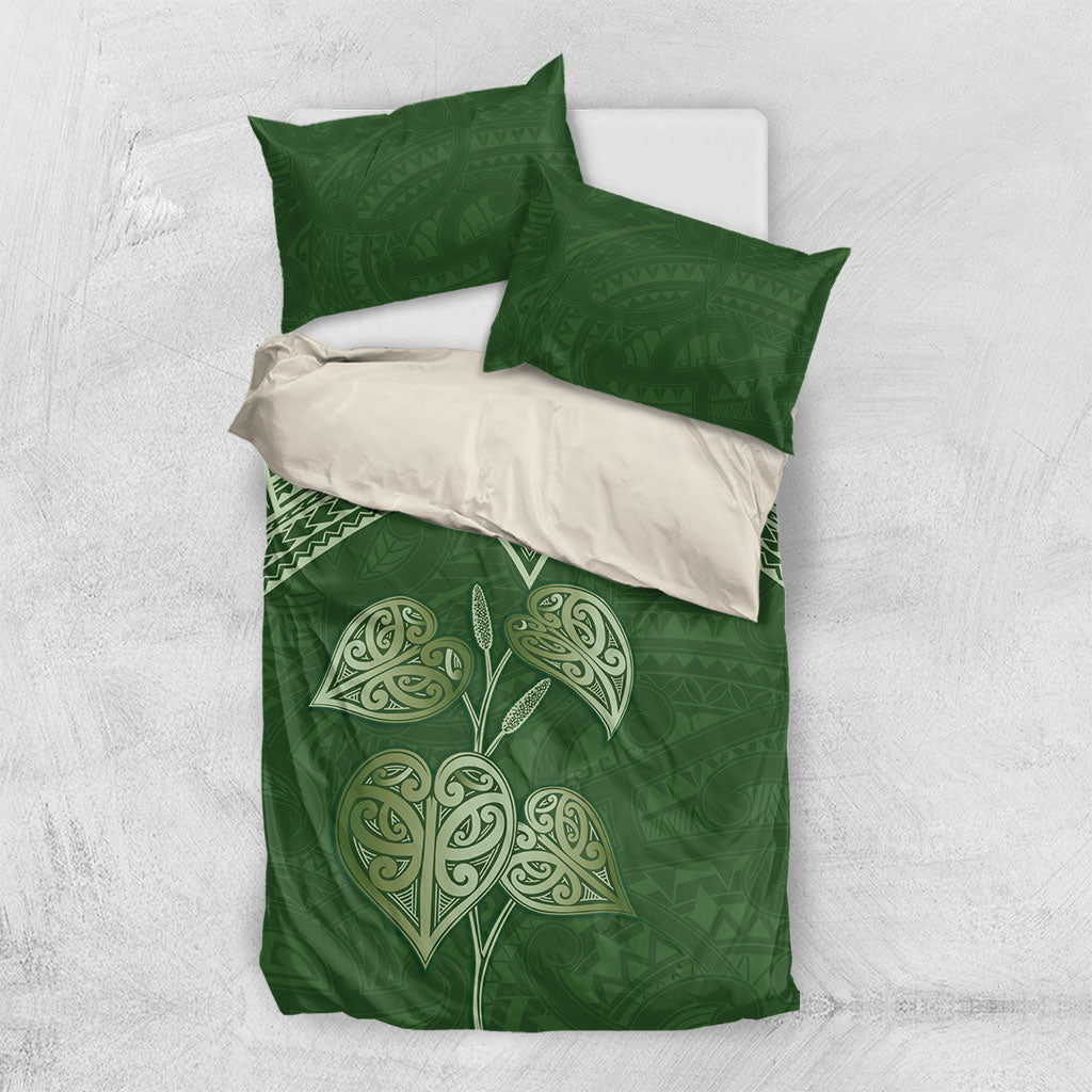 Green New Zealand Kawakawa Maori Ngaru Bedding Set