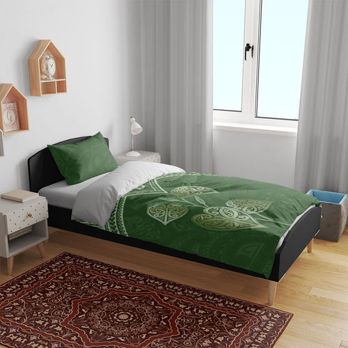 Green New Zealand Kawakawa Maori Ngaru Bedding Set