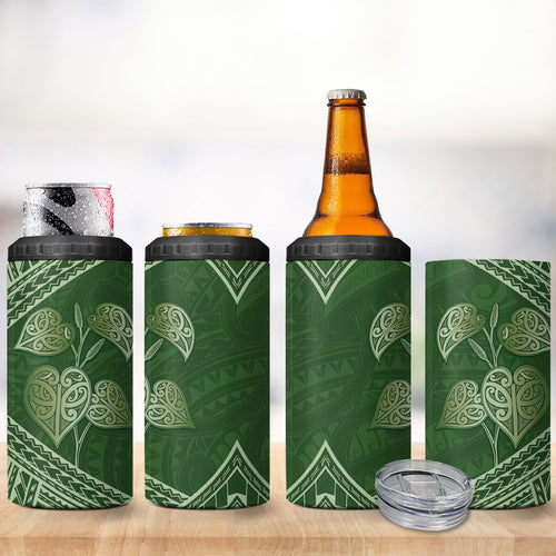 Green New Zealand Kawakawa Maori Ngaru 4 in 1 Can Cooler Tumbler