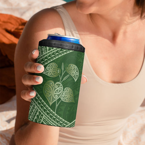 Green New Zealand Kawakawa Maori Ngaru 4 in 1 Can Cooler Tumbler