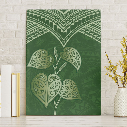 Green New Zealand Kawakawa Maori Ngaru Canvas Wall Art
