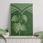 Green New Zealand Kawakawa Maori Ngaru Canvas Wall Art