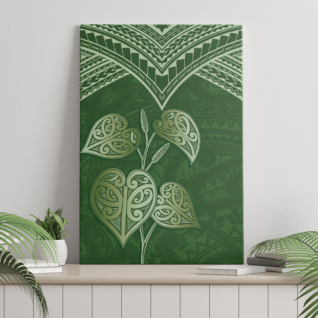 Green New Zealand Kawakawa Maori Ngaru Canvas Wall Art