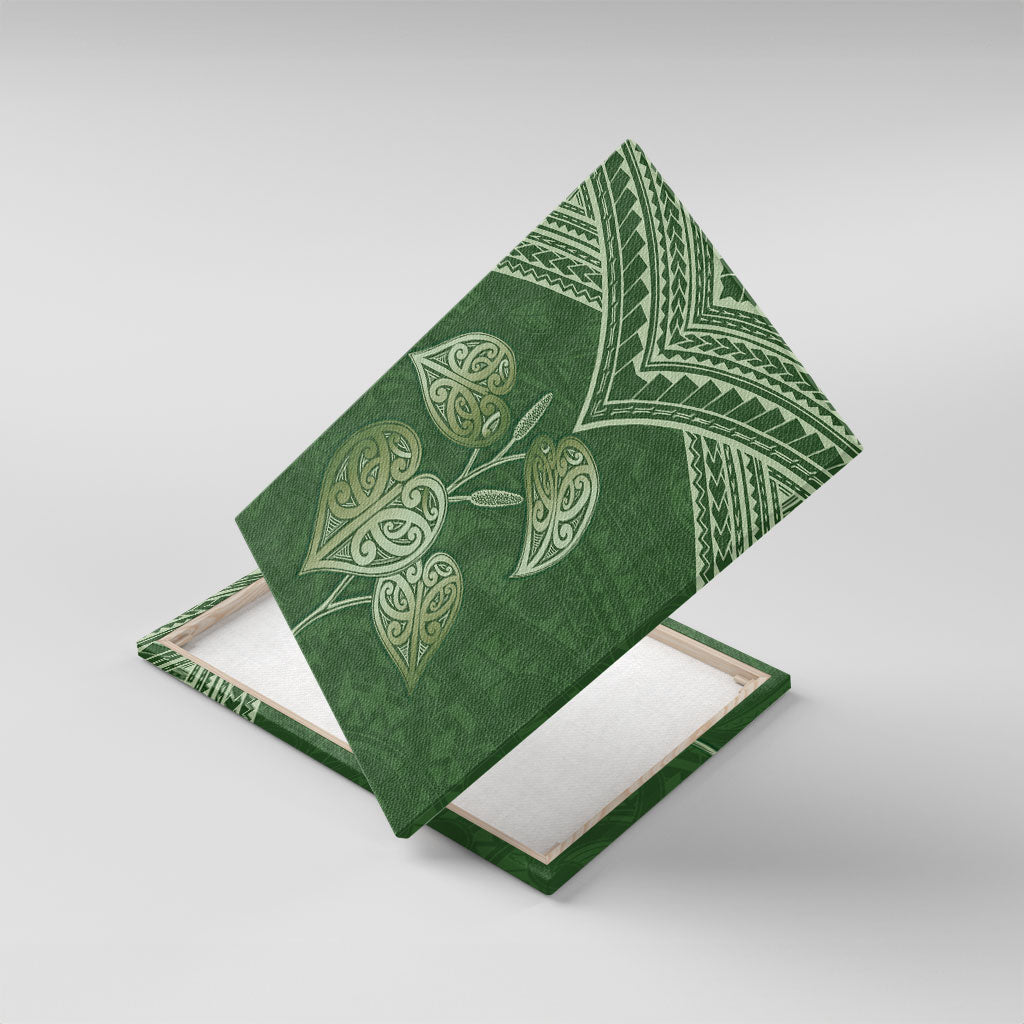 Green New Zealand Kawakawa Maori Ngaru Canvas Wall Art