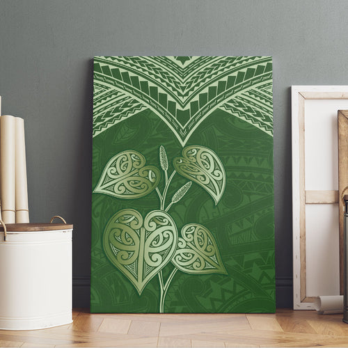 Green New Zealand Kawakawa Maori Ngaru Canvas Wall Art