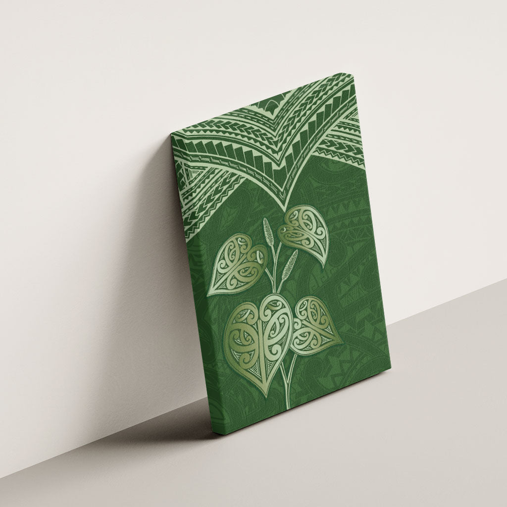 Green New Zealand Kawakawa Maori Ngaru Canvas Wall Art