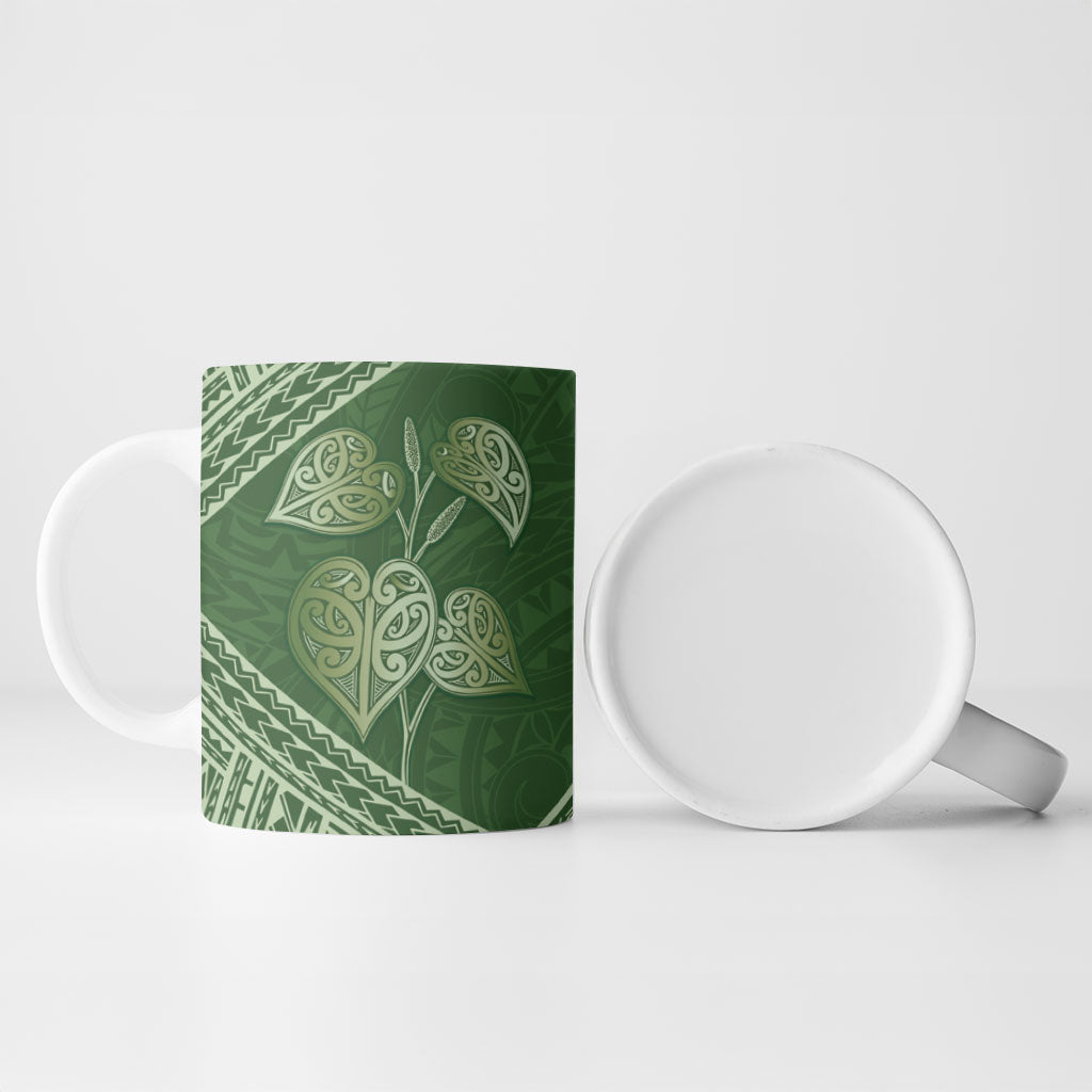 Green New Zealand Kawakawa Maori Ngaru Ceramic Mug