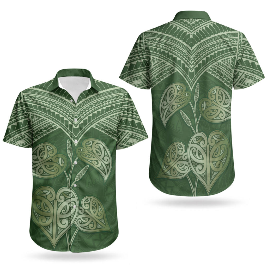 Green New Zealand Kawakawa Maori Ngaru Couples Matching Mermaid Dress and Hawaiian Shirt