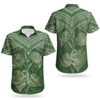 Green New Zealand Kawakawa Maori Ngaru Couples Matching Mermaid Dress and Hawaiian Shirt