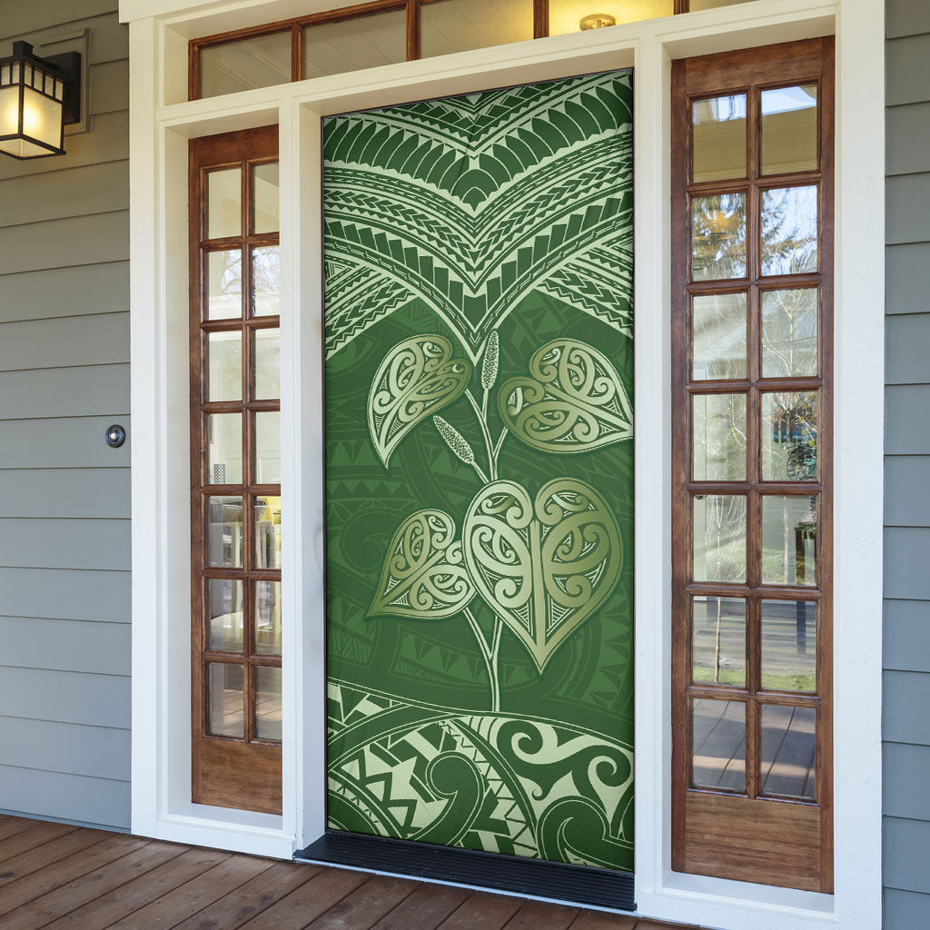 Green New Zealand Kawakawa Maori Ngaru Door Cover