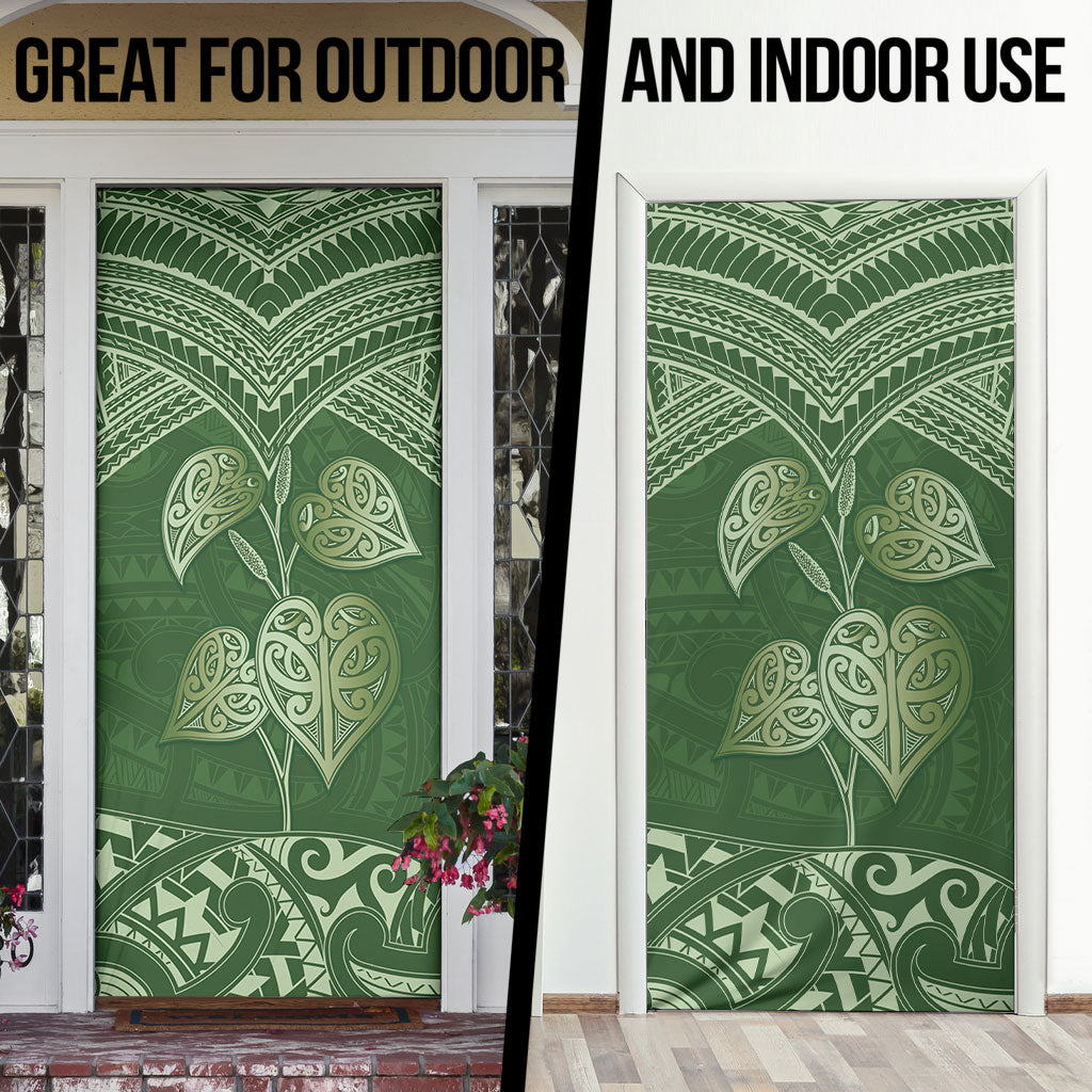 Green New Zealand Kawakawa Maori Ngaru Door Cover