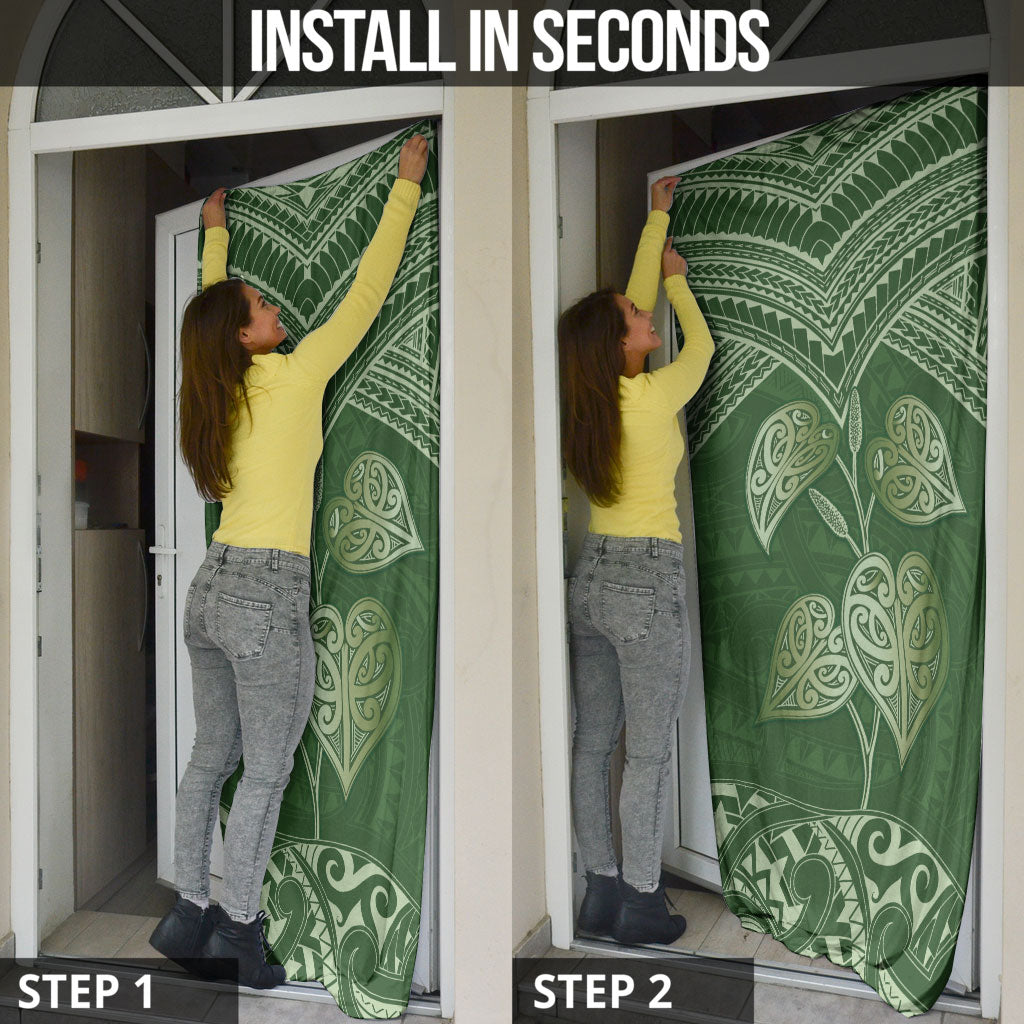 Green New Zealand Kawakawa Maori Ngaru Door Cover
