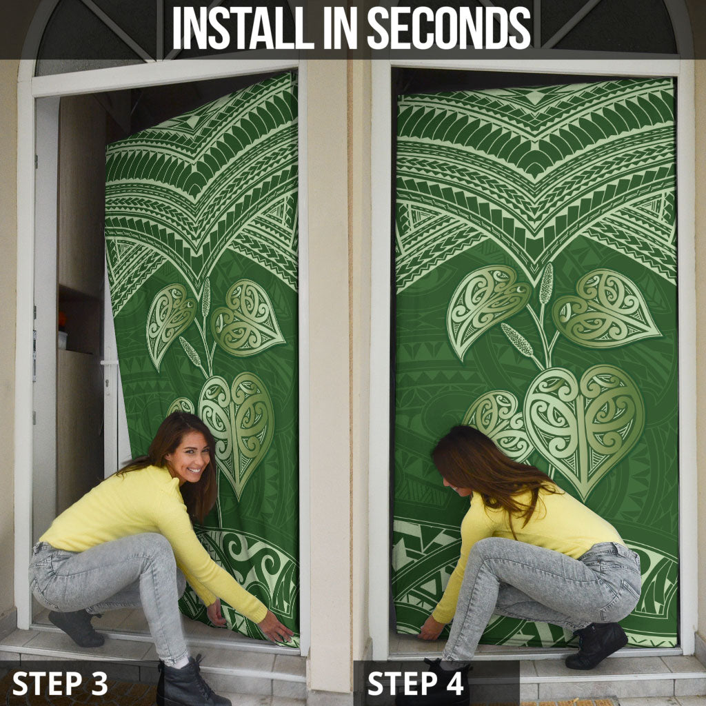 Green New Zealand Kawakawa Maori Ngaru Door Cover