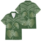 Green New Zealand Kawakawa Maori Ngaru Family Matching Summer Maxi Dress and Hawaiian Shirt