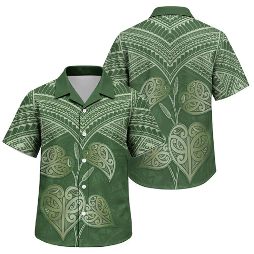 Green New Zealand Kawakawa Maori Ngaru Family Matching Summer Maxi Dress and Hawaiian Shirt