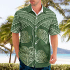 Green New Zealand Kawakawa Maori Ngaru Hawaiian Shirt