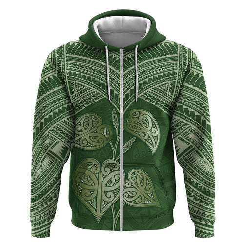 Green New Zealand Kawakawa Maori Ngaru Hoodie