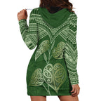 Green New Zealand Kawakawa Maori Ngaru Hoodie Dress