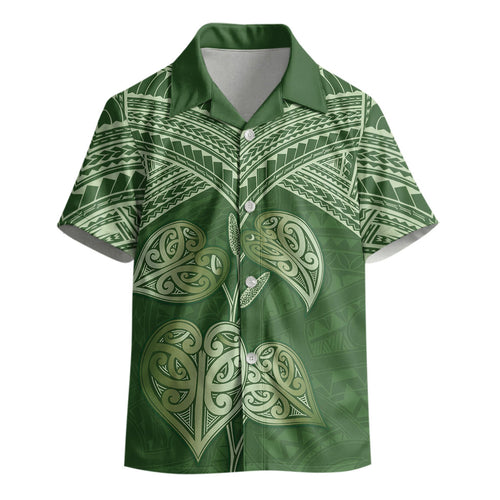 Green New Zealand Kawakawa Maori Ngaru Kid Hawaiian Shirt
