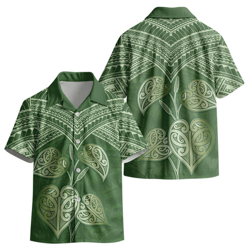 Green New Zealand Kawakawa Maori Ngaru Kid Hawaiian Shirt