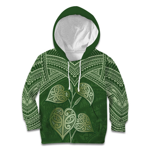 Green New Zealand Kawakawa Maori Ngaru Kid Hoodie