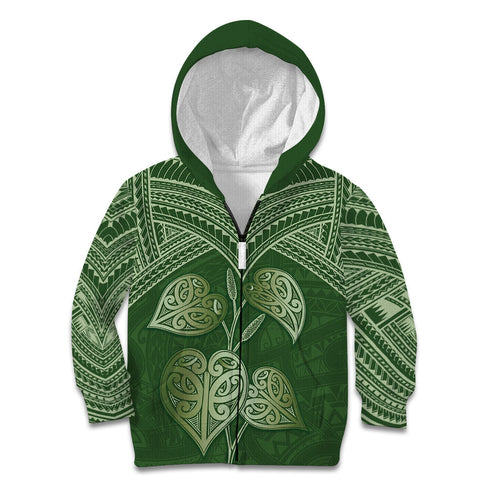 Green New Zealand Kawakawa Maori Ngaru Kid Hoodie